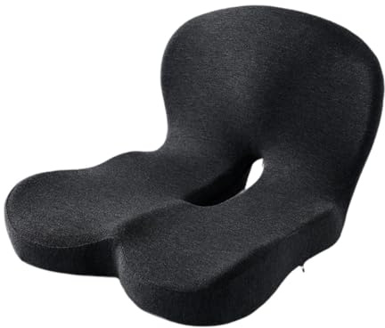 Woideklu Cuscino per Sedia in Memory Foam, Cuscino di Supporto per La Schiena con Fodera Rimovibile per Ufficio, Casa, Regalo, Grigio Scuro