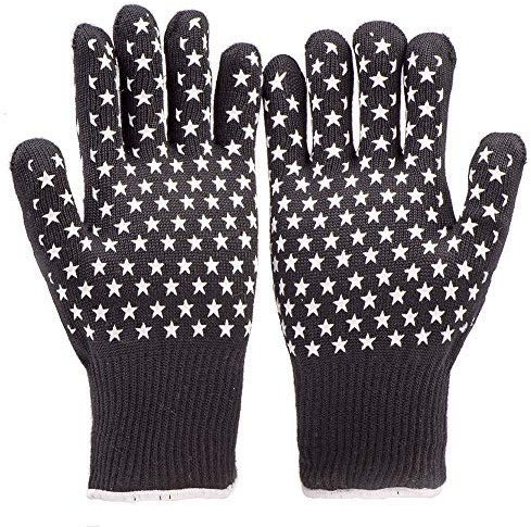 HOGACA perfekte Premium Grill-Back- Kamin-Handschuhe, Ofen-Handschuhe, Hitzeschutz-Handschuhe, BBQ Barbecue Gloves 2 Stck. hitzebeständig bis 350°C kurz bis 500°C CE Zeichen EN 407 4343xx