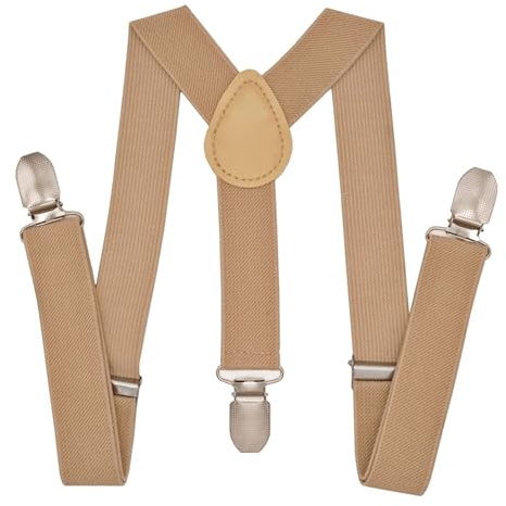 WannGe Tirantes para niños - Tirantes ajustables con espalda en Y de 1 con clip para niños y niñas, caqui, Talla única