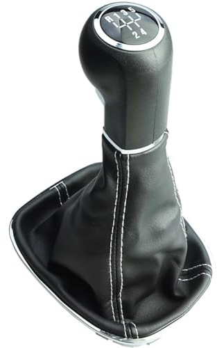 Schaltknauf + Schaltsack mit weißer Naht + Rahmen 5 Gang kompatibel/Ersatzteil für Opel Corsa D E Adam, SSR_OP383_5G_WN