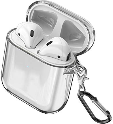 DLseego Compatible with Airpods Case, Soft TPU Shockproof Clear Protective Case with Keychain [Visible Front LED and Supports Wireless Charging] – Transparent