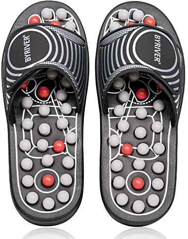 BYRIVER Fotmassör, rulle, plantar, fasciit, tofflor, reflexologi, verktyg, artrit, smärtlindring, wellness, avkoppling, gåva för män och kvinnor (02XS)