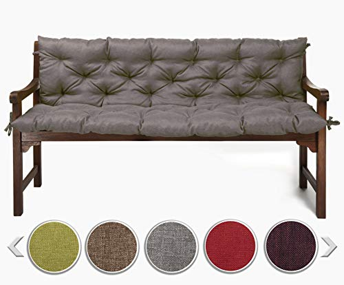 sunnypillow Bankauflage Stuhlkissen Bankkissen 180 x 40 x 40 cm Sitzkissen und Rückenkissen für Hollywoodschaukel Polsterauflage Auflage für Gartenbank viele Farben und Größen zur Auswahl Grau