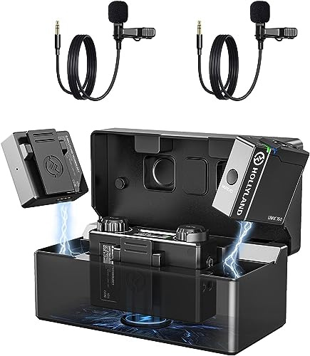 Hollyland LARK 150 [ufficiale] Microfono Lavalier Wireless a 2,4 GHz Mini Formato Leggero Tre Opzioni Audio con Custodia di Ricarica Portatile (Nero, Lark 150)