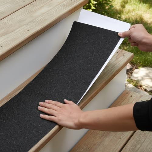 MBIGM 12-Pack Non-Slip Outdoor Stair Treads - Anti Slip 8 X 30 Grip Tape Adhesive Strips - Heavy Duty Traction for Steps, Staircase, Deck