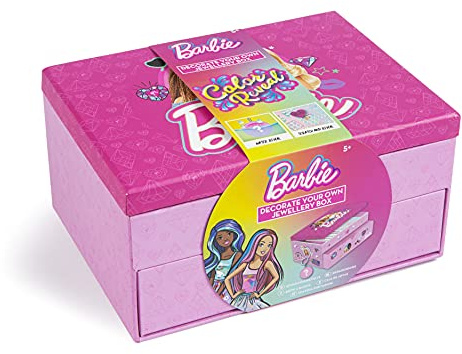 Barbie Colour Reveal Jewellery Box | DIY Storage Case for Girls | Decorate with Stickers, Gemstones & Scratch Art | Keepsake Box for Accessories & Toys