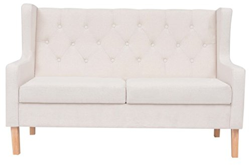Gecheer TV-fåtölj, 2-sitsig soffa, stoppad soffa, tygsoffa, sittmöbler, soffa, stoppade möbler för små lägenheter, gästrum, bäddsoffa, 140 x 68 x 90 cm (B x D x H), gräddvit