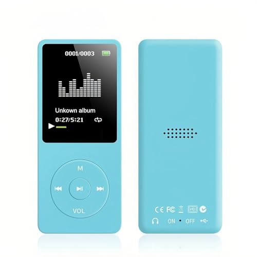 Lecteur MP3 MP4 pour Enfants, Lecteur de Musique MP3 avec écran HD 1,8 Pouces, Radio FM, écouteurs, Lecteur Audio HiFi Portable avec Enregistreur Vocal, Visionneuse de Photos (Bleu)
