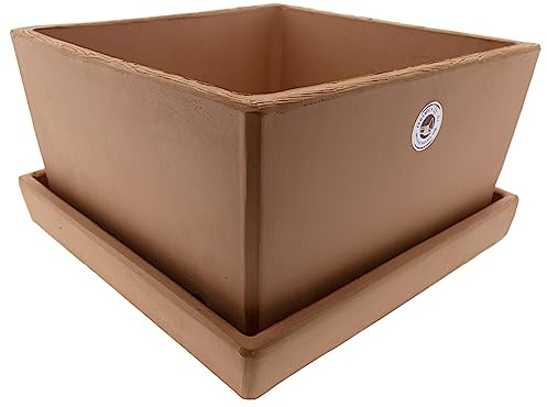CERÁMICA ESPAÑA | Macetas de Barro Rojo | Macetas Decorativas | Macetas de cerámica | Macetas Exterior | Maceta Interior | Maceta Bonsai - Modelo J03 | 32x32x19 cm | Plato Incluido