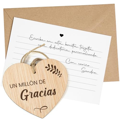 CONTRAXT Regalos para dar las gracias a personas especiales. Tarjeta de Agradecimiento en Madera Regalos originales cumpleaños amiga amigo hombre mujer thank you cards
