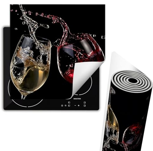 TMK ArtDeko Cubre Vitrocerámica - Protector Vitroceramica Induccion 60x52 cm - Tapa Vitroceramica - Protector de Vitroceramica - Vino negro