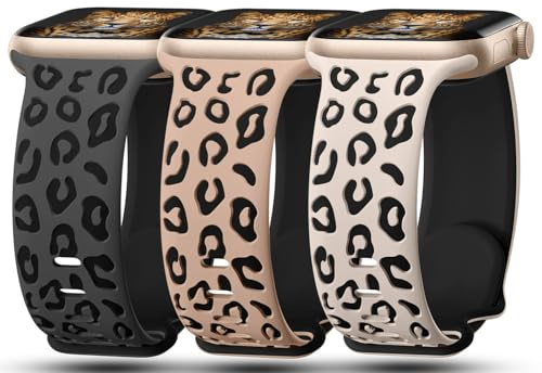 Leopard tryck sportband kompatibelt med Apple Watch kvinnor 41 mm 40 mm 38 mm 49 mm 45 mm 44 mm 42 mm mjuk silikon gepardstryck