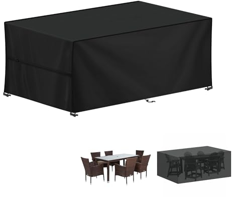 LAMUNI Coperture per Mobili da Giardino, 180x90x75cm Copertura Tavolo Esterno Telo Copertura per Giardino, Anti-UV Copridivano Esterno Impermeabile Telo Copri Divano da Giardino, Rettangolare