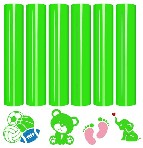 Tintnut Green Heat Transfer Vinyl, 6 Sheets 12 x 10 Inch HTV Vinyl for Cricut, Iron on Vinyl for T-Shirts