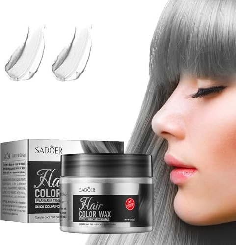 Cera Temporal para el Cabello, Tinte Unisex, Color de Pelo para Cosplay y Halloween (Plata, 120 g)