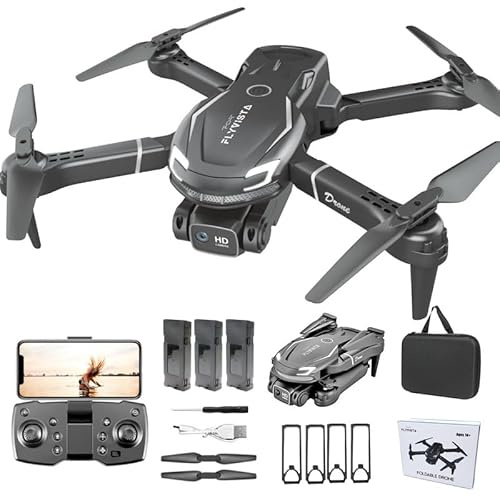 FLYVISTA Cool Mini Drone with Camera for Kids Adults Beginners, 1080P FPV Camera Remote Control Drone for Kids with 2 Batteries, One-Click Take Off/Landing, Altitude Hold, Headless Mode, 360° Flips, 3-Gear Speeds , Emergency Stop, Toys Gifts for Adults Beginner and Kids