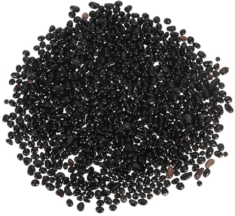 PATIKIL Dekorativa glasstenar 450 g/1 lb 4-6 mm, polerade glasstenar marmorer gör-det-själv dekor för vas fyllmedel pärlor hantverk akvarium stenar akvarium trädgårdsdekoration, svart