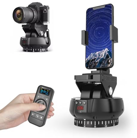 Stativhuvud, Stativkulhuvud 360 Grader Roterande Panorama, Motoriserat Panoramahuvud med 2,4G Trådlös Fjärrkontroll och Mobiltelefonklämma, Monopod, Skjutreglage, DSLR-kamera,