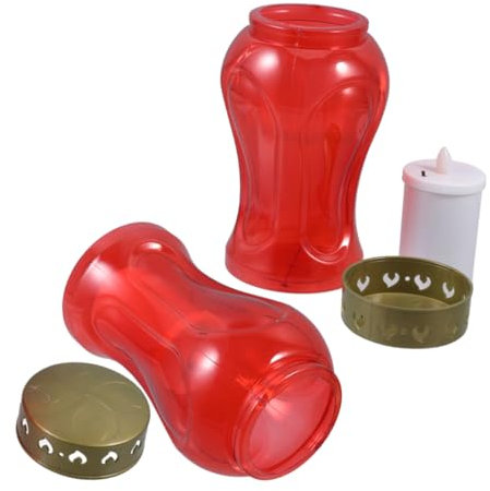 GAROZATION 2piezas Lámparas De Cementerio Decorativas Luz Flameless Velas Electrónicas De Jardín Rojo Para Recuerdos y Conmemoraciones