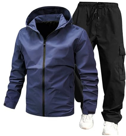 Caxndycing Tuta da Sci Uomo 2 Pezzi Set Snowsuit Uomo Due Pezzi Abbigliamento da Sci per Esterni Impermeabile Giacca da Sci con Cappuccio Traspirante Softshell Giacca da Neve Pantaloni da Neve Inverno