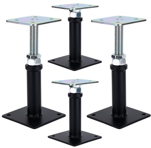 Lot de 4 poteaux de cric de sol réglables, 15,2 à 22,9 cm, crics de sol pour nivellement, mini cric à vis, capacité de 2 721,6 kg