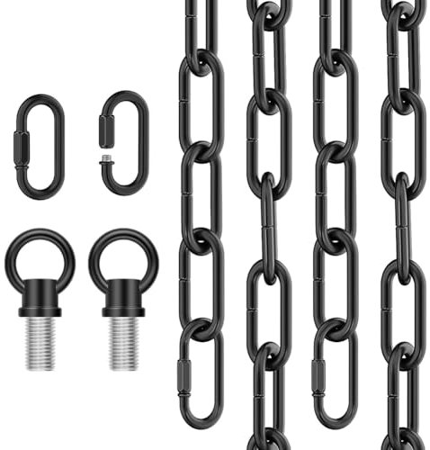 Feeuid Chaîne pour lampe industrielle noire de 10 pieds, chaîne d'extension réglable avec blocs de connexion pour lampe