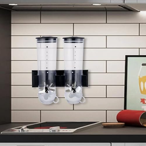 Distributeur de céréales mural pour ranger les noix, grains de café, bonbons, noir, 29 x 15 x 30 cm, 3 kg