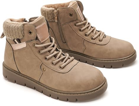GLAMORA Botas y botines de invierno para mujer impermeables y térmicos con forro de pelo cálido, diseño urbano y antideslizante, cómodas para trabajo, caminar o actividades al aire libre