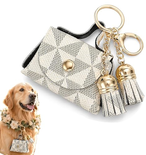 inkihuit Cuscino per fedi nuziali per cani, cuscino per anelli di fidanzamento o fedi nuziali, in pelle, per animali domestici, colore bianco, 1 pezzo