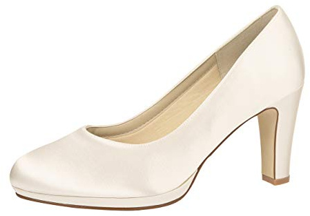 Rainbow Club Chaussures de mariée Grace - Escarpins, Talon Haut, Coloris Ivoire/crème, sobres, rembourrées et Confortables, Satin, T. 39.5 EU (UK 6.5)