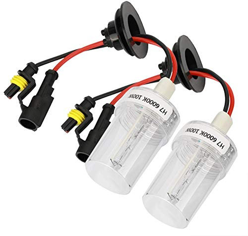 KIMISS Xenon Bright Light, 2Pcs 100W H7 6000K Lampadine di ricambio per fari allo xeno per auto ad alta luminosità