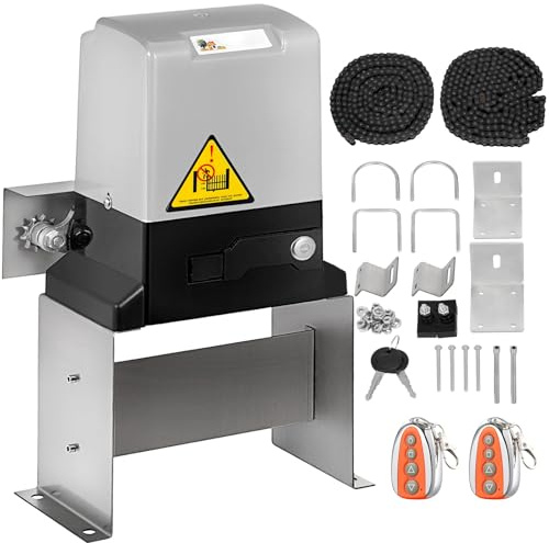Happybuy Automatic Sliding Gate Opener 3100LBS with 2 Remote Controls, 500W Gate Operator Hardware Kit for Security, Electric Rolling Driveway Slide Gate Motor, Chain Driven Gate Opening System