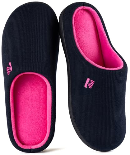 RockDove Bicolore Pantofola da Donna in Memory Foam, 38/39 EU, Scuro Navy e Fucsia