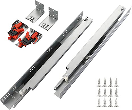 6 Pairs of 21 Inch Undermount Soft Close Drawer Slides Full Extension Concealed Drawer Rails with Mounting Screws,3D Locking Device and Brackets