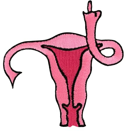 Urbanski Patch Gebährmutter Uterus zeigt Finger zum Aufbügeln 7,1 x 6,8 cm | Aufnäher Applikation Bügelbild