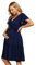 KOJOOIN Robe de maternité pour Femme Robe d'allaitement à col en V Robes de maternité décontractées à Volants,Bleu foncé1 (Manches Courtes),M