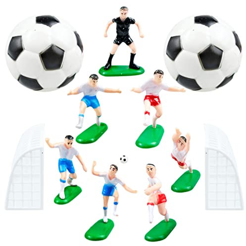 12 Stück Tortendeko Fussball, Fußball Kuchen Topper Fußball Kuchen Deko Fußballspieler Figuren Geburtstagstorte Dekoration Kuchendeko Fussball Geburtstag für Cake und Cupcakes