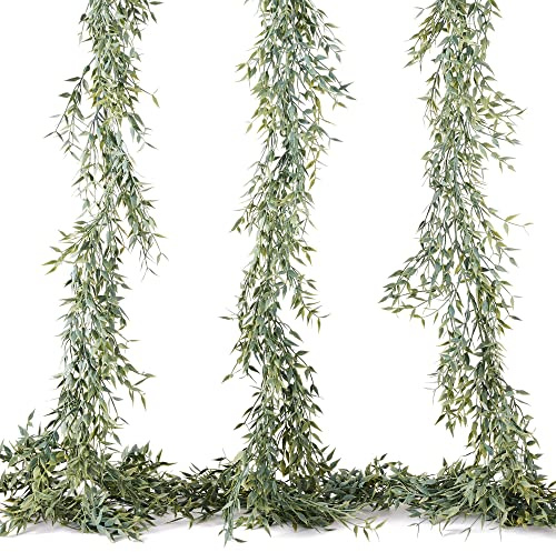 Oh You’re Lovely | 3 pcs Artificial Italian Ruscus Greenery Garland | 6 feet | Matte Plastic | Faux Floral Spray for Wedding Arch Filler Table Centerpieces and Home Decor