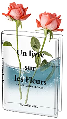 Vaso trasparente per decorare la stanza,Libro Chiaro Fiore Vaso, Acrilico Libro Vaso, Trasparente Vaso per Fiori,Decorazione Tavolo Soggiorno per Arrangementi Floreali E Decorazione Domestica