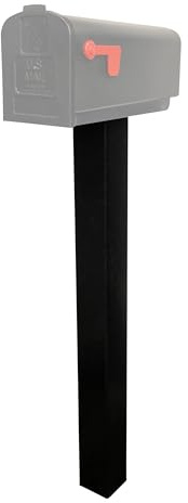 Tie Down Mailbox Post and Mount | Galvanized Powder-Coated Steel Post and Universal Mounting Plate for Mailbox | Black