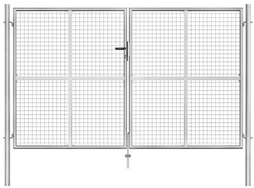 Iiaky Gartentor Verzinkter Stahl 306 x 200 cm Silbern Baum-Design GartentüRen Aus Metall