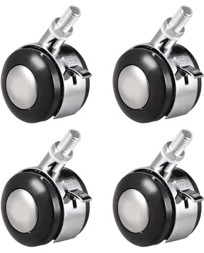 YOKIVE 4 Pcs Furniture Casters, Alloy Plastic Twin Swivel with Brake, Great for Chairs Shelves Racks Office Daily Use, (Black, 2-Inch)
