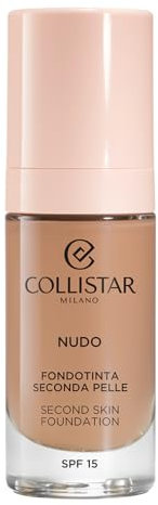 Collistar Fondotinta Nudo Seconda Pelle, Lunga Tenuta, Coprenza Leggera Modulabile, Formula Waterproof, Effetto Pelle Radiosa, Illuminante, Finish Luminoso Naturale, SPF 15, 5N Ambra, 30 ml