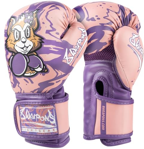 8 WEAPONS Boxhandschuhe Kinder, Jenny, Pink, Boxhandschuhe für Training und Wettkampf, Kunstleder, Perfekte Dämpfung für optimalen Schutz, Handschuhe für Muay Thai, K1, Boxen, MMA und Kickboxen, 8 Oz