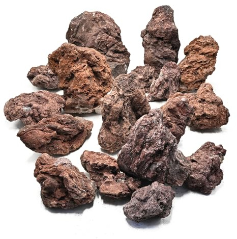 KINGRUI Natural Volcanic Lava Rock Stones for Fire Pit 4-9 Natural Rocks for Fish,Fire Bowls,Gas Log Sets,Fireplaces,Decorative Landscaping & Outdoor Garden Projects-15lb 6-7pcs