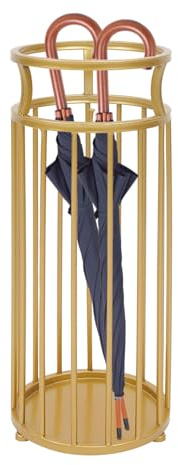Duoruameng Paragüero de metal, soporte moderno para paraguas, organizador de bastones, 58 x 22 x 22 cm, color dorado