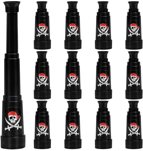 Catalejo Pirata para Niños 12 Piezas,Telescopico Extensible para Fiesta Pirata (Decorativo Sin Función de Aumento) Accesorios Disfraz Pirata y Juguetes de Aventura Regalos para Fiestas