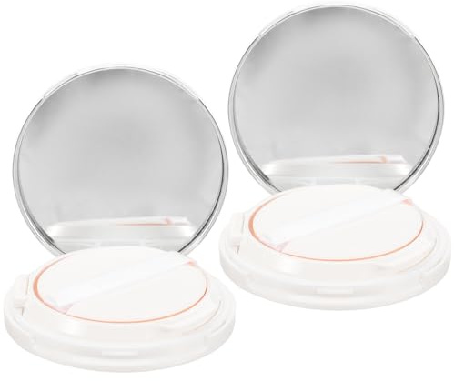 SILENRADAWN 2 pièces Boîte Coussin Compacte Boîte Poudre Rechargeable Portable avec Miroir Étui Vide pour Fond de Teint Cushion Rangement Maquillage Léger et Pratique pour Poudres Corporelles