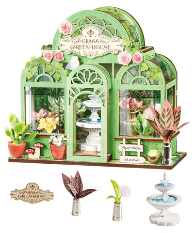 Rolife DIY Miniature House Kit Green Fountain Garden, 115-Piece Model Kit Dolls House for Adults Teens No Glue Needed, 3D Puzzle Mini House Building Kit 1.5-Hour Assembly Book Nook Craft Kit