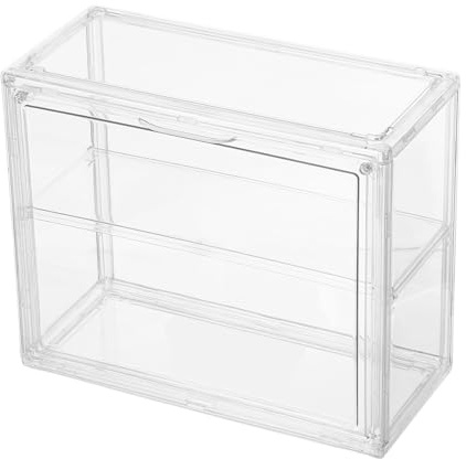Homoyoyo Vitrina Acrílica Transparente Doble Capa para Modelos de Coches y Aviones, Estuche Desmontable Pequeño 27x22x12 Cm Separador, Caja de Exhibición para Coleccionables